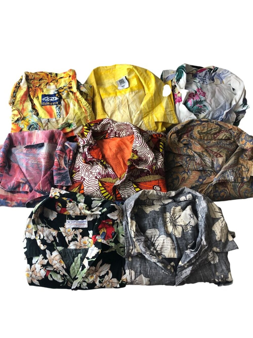 8 Assorted Mens Hawaiian Printed Shirts Damaged For Crafting/Repurpose